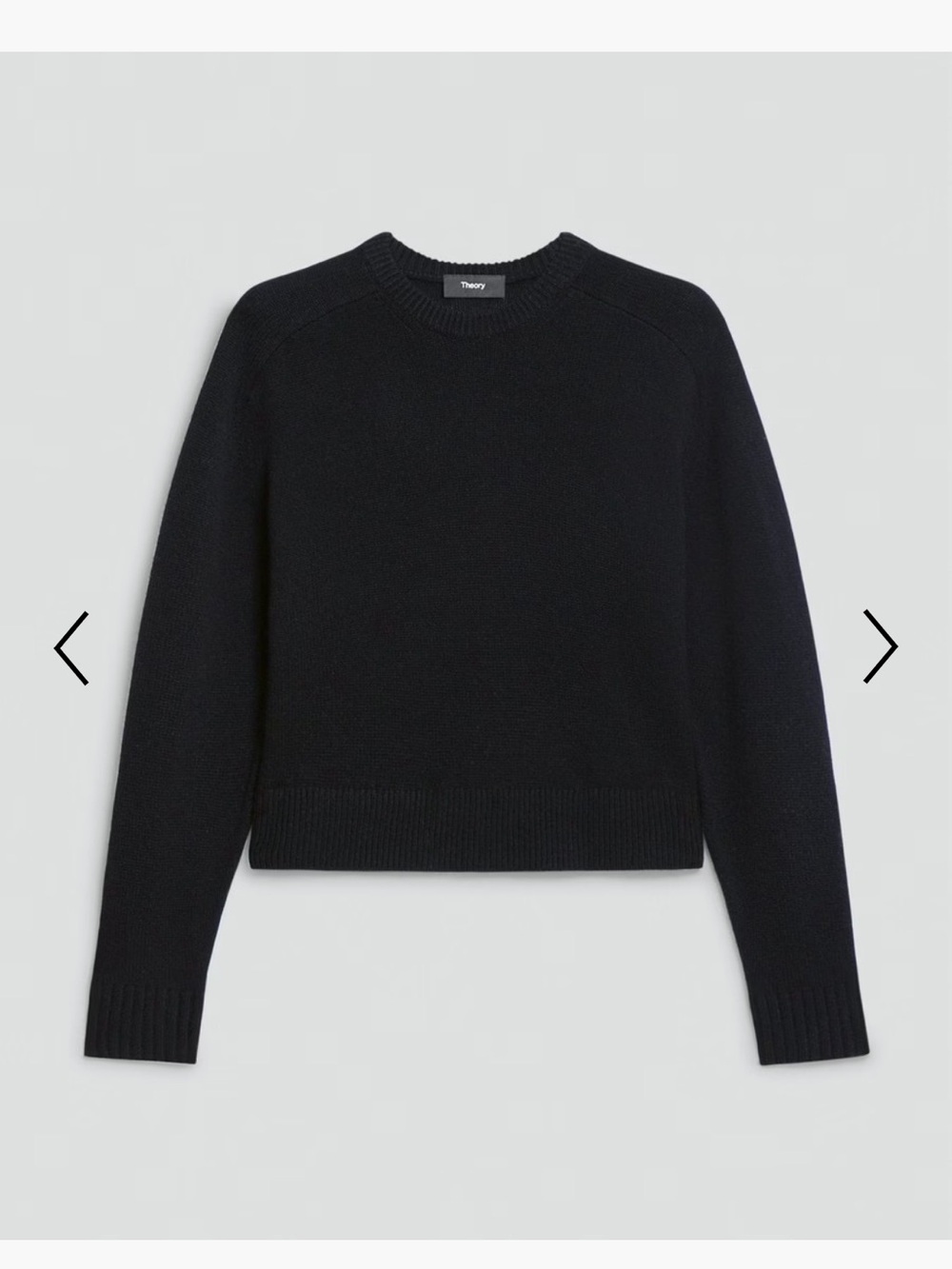 Theory Cropped Black Crewneck Cashmere Sweater
